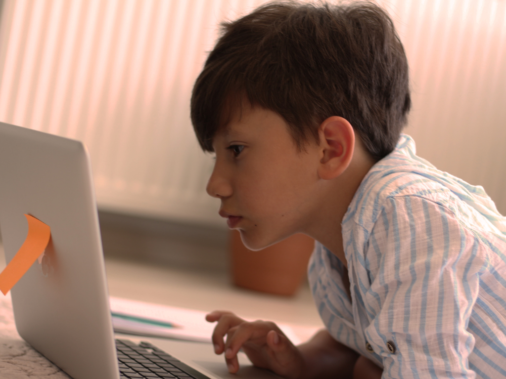 Picture of student studying on device